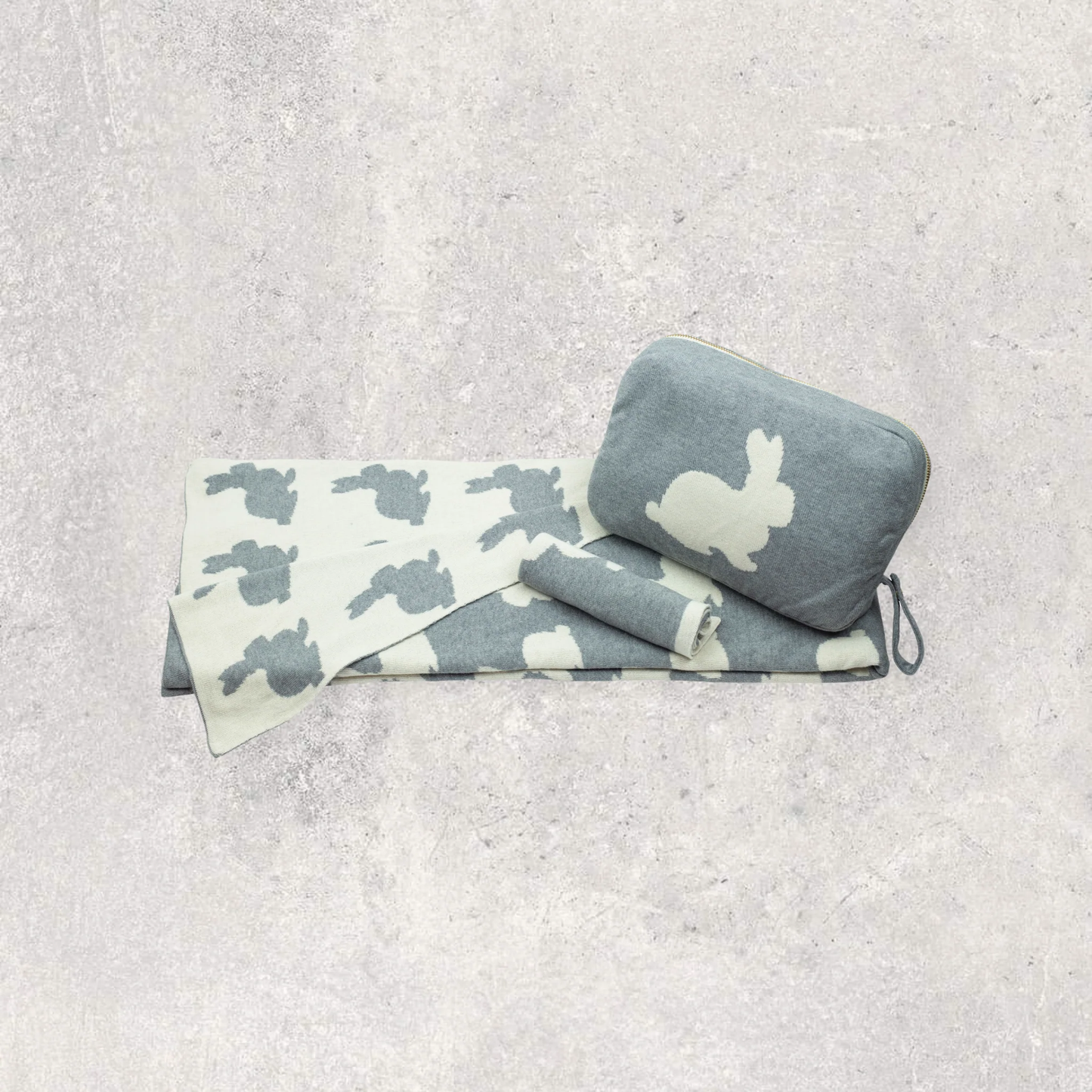 Bunny Blanket Set - Grey/Natural