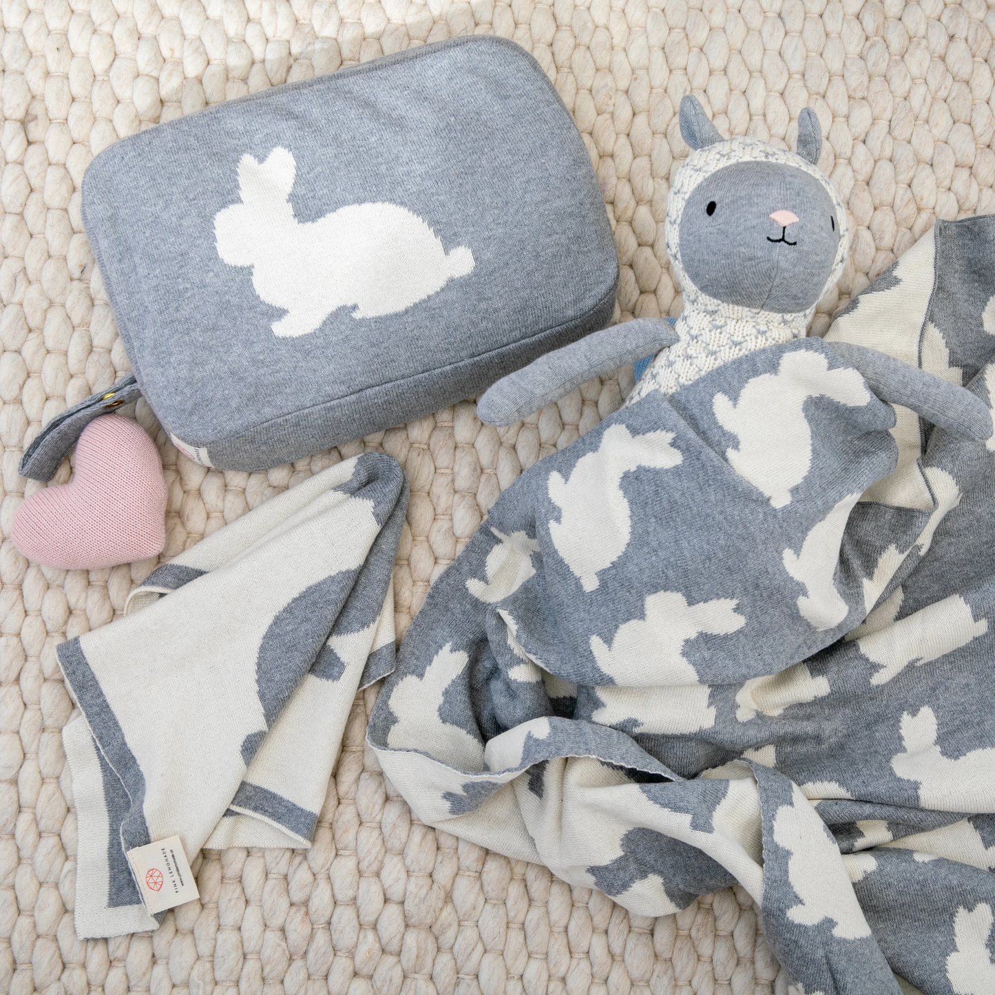 Bunny Blanket Set - Grey/Natural