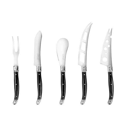 Laguiole 5pc Black Cheese Knife Set