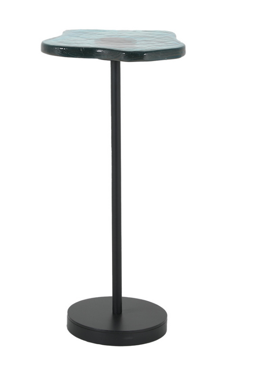 Organic Glass and Iron Accent Table - Blue