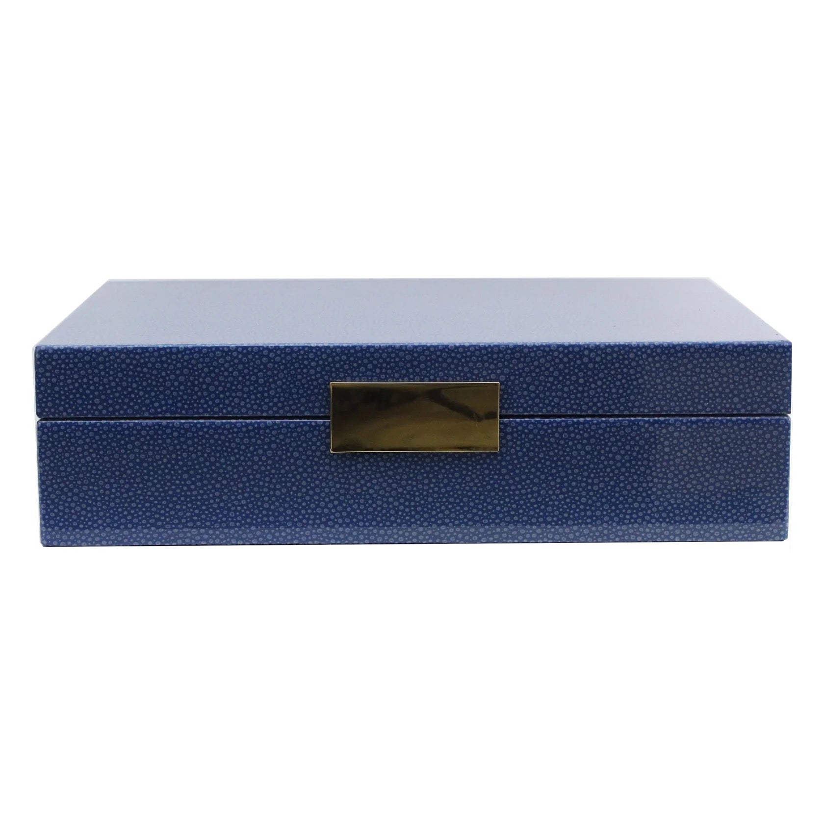 Large Blue Shagreen Lacquer Box with Silver - Thumbnail 3