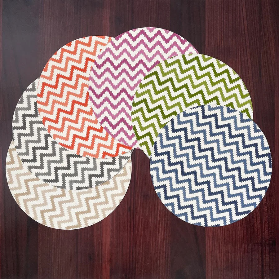 Ripple Beige Round Mat 15", set of 4