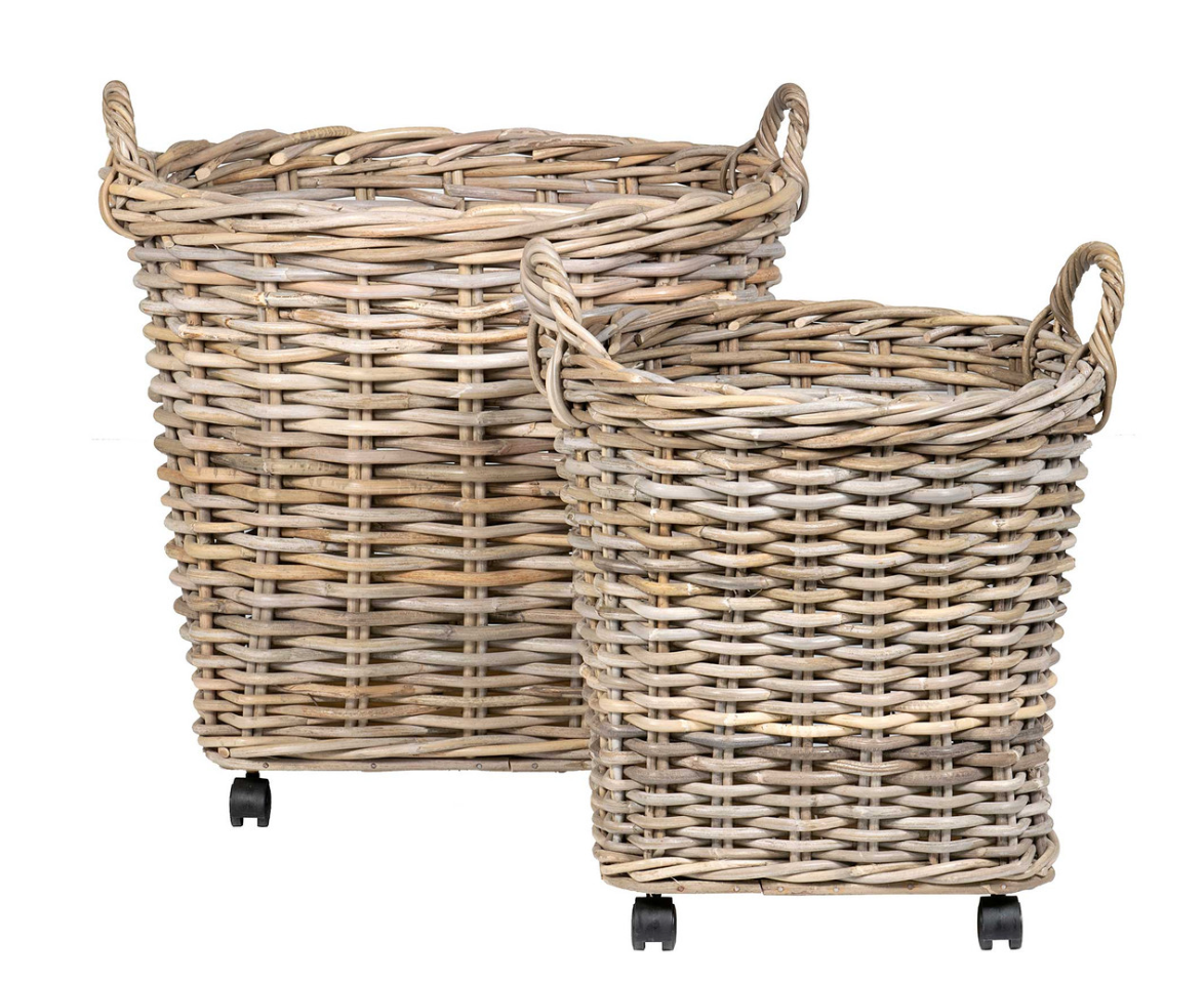 Mona Round Rattan Storage Baskets - Set of 2