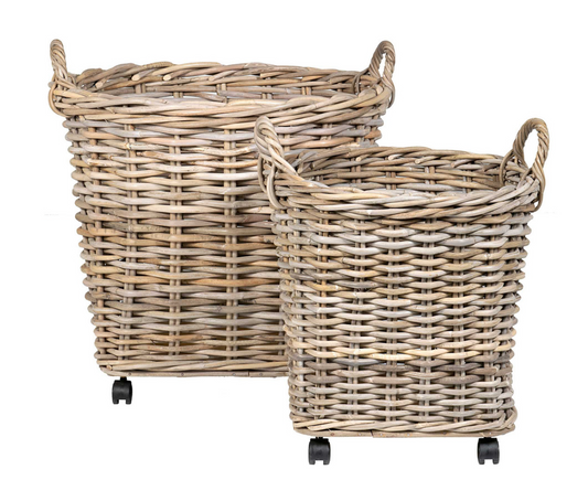 Mona Round Rattan Storage Baskets - Set of 2