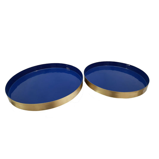 Blue/Gold Double Tray - Round