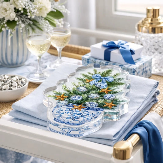 Acrylic Napkin Weight, Blue Christmas