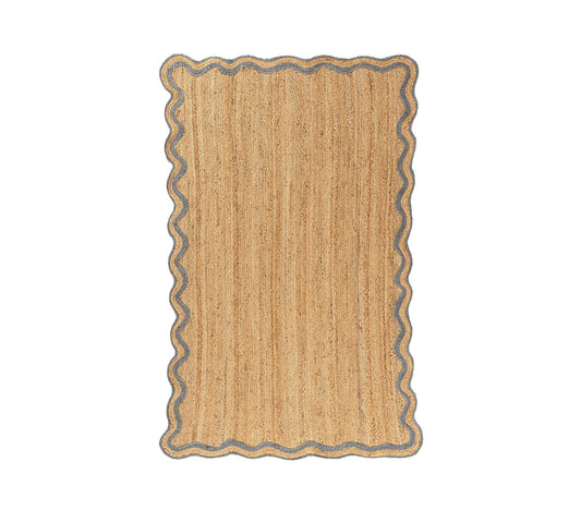 Olivya Jute Scallop Rug Natural/Denim Blue