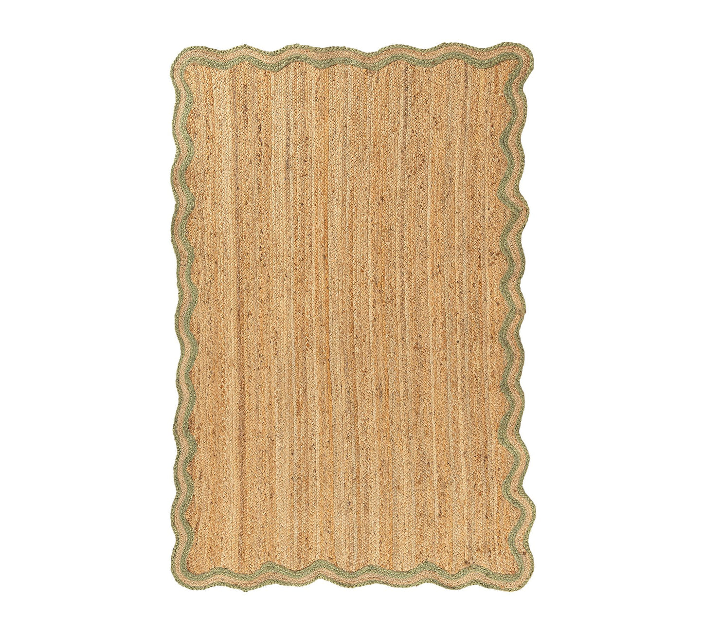 Olivya Jute Scallop Rug Natural/Sage Green