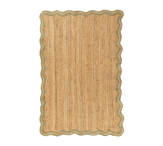 Olivya Jute Scallop Rug Natural/Sage Green