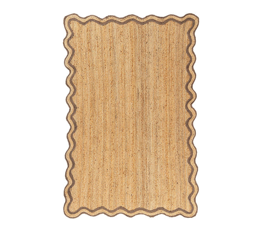 Olivya Jute Scallop Rug Natural/Patridge Brown