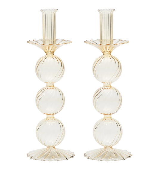 Iris Tall Candle Holder in Champagne, Set of 2 in a Box