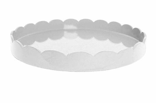 White Round Scallop Tray, Medium