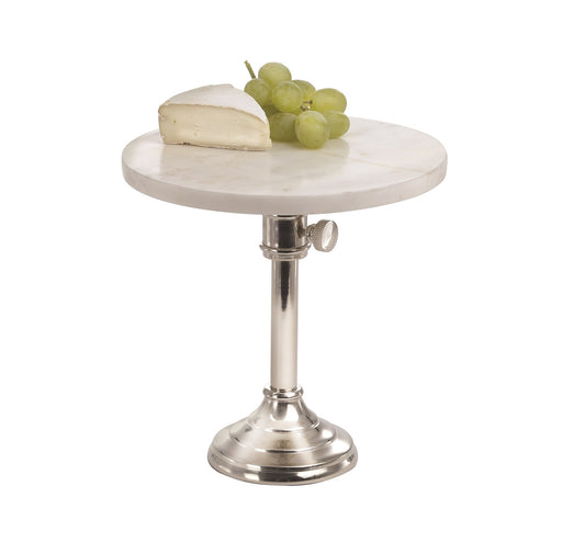 Large Marble & Nickel Adjustable Cake Stand