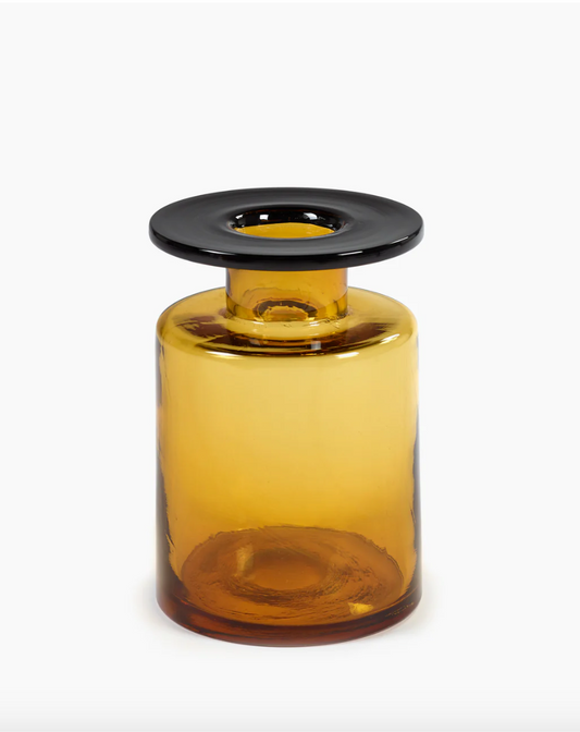 Wind & Fire Vase - Amber/Black Medium