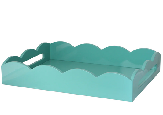 Scalloped Tray Turquoise 13x17