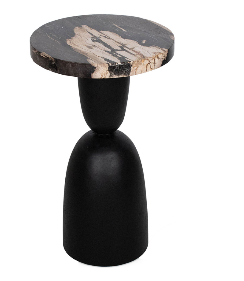 Organic Petrified Wood Top Accent Table