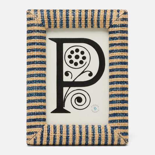 Toluca Navy/Natural Frame 5 x 7 Striped Raffia
