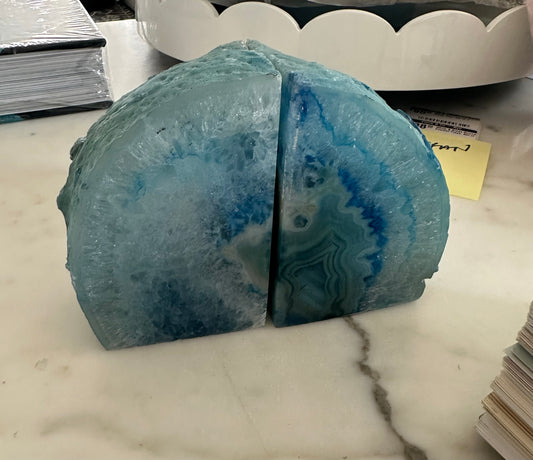 Blue Agate Bookends