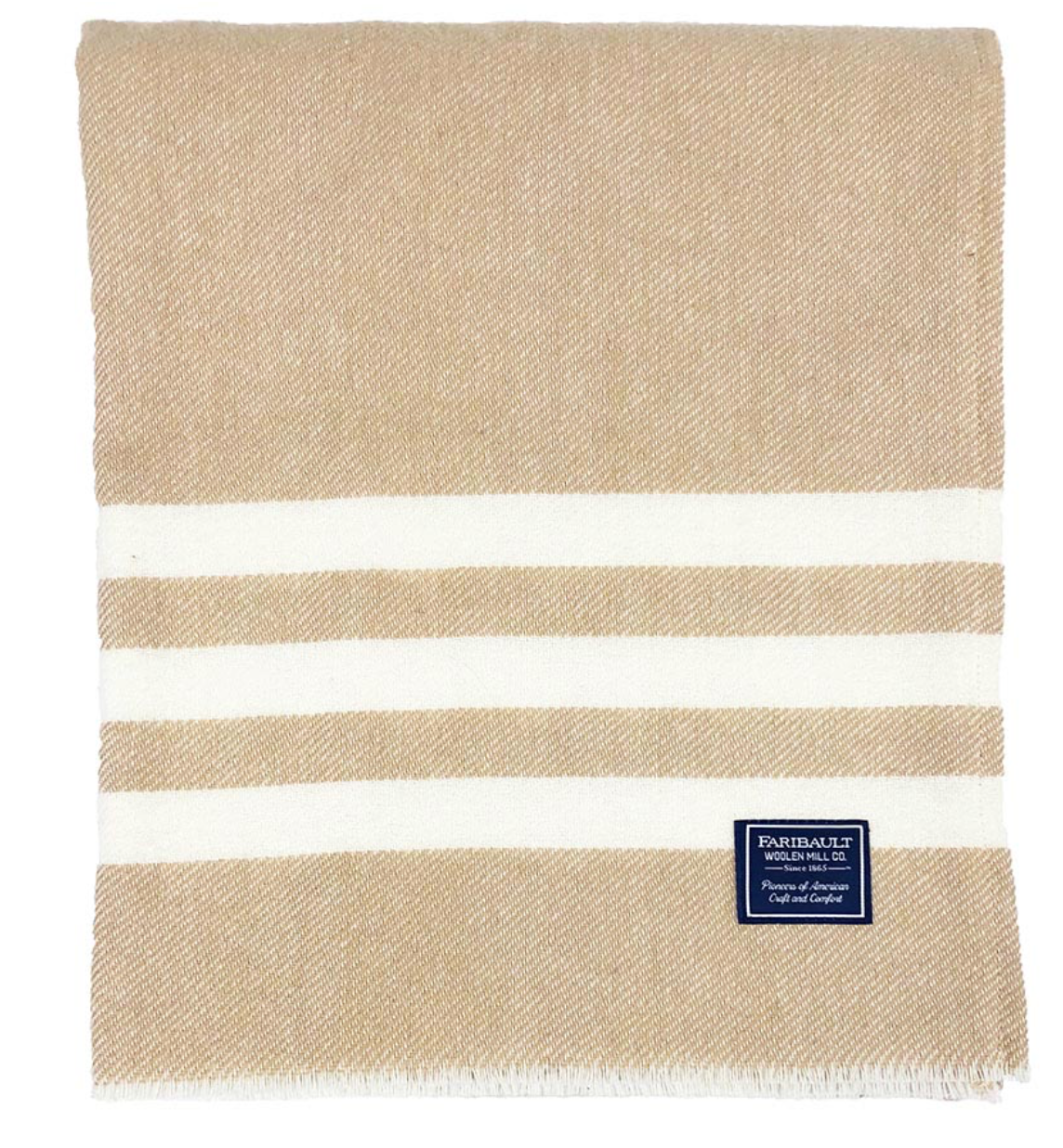 Trapper Wool Throw - Khaki/Natural Stripe