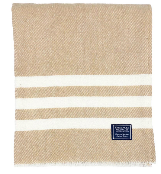 Trapper Wool Throw - Khaki/Natural Stripe