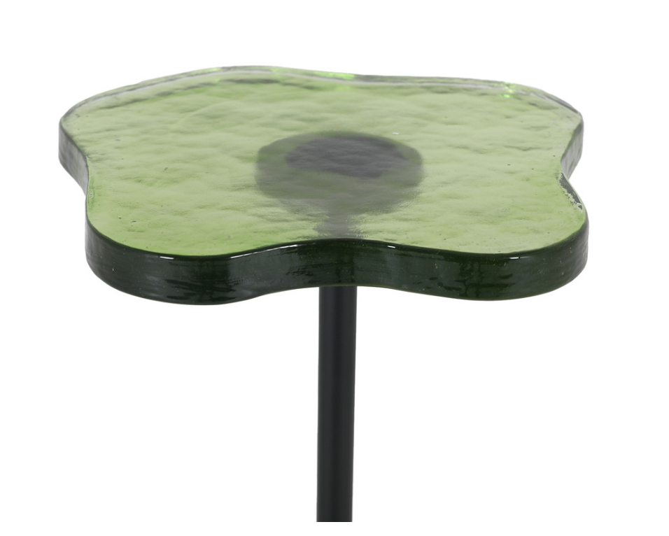 Organic Glass and Iron Accent Table - Green