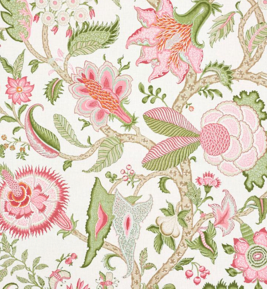 Thibaut Arborvitae / Pink & Leaf fabric