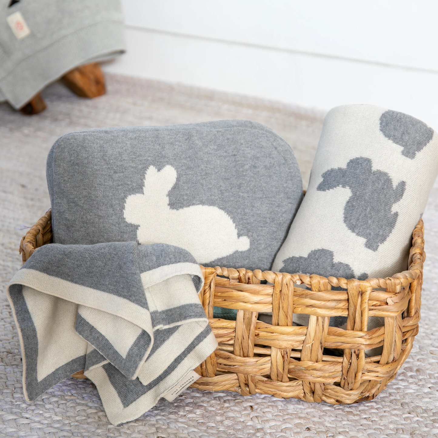 Bunny Blanket Set - Grey/Natural