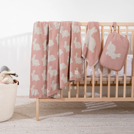 Bunny Blanket Set - Pink/Beige