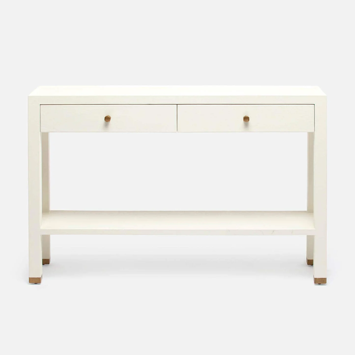 Jarin Console White Faux Belgian Linen