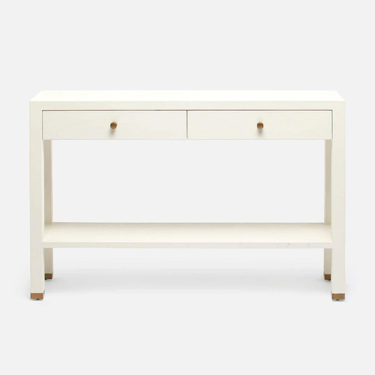 Jarin Console White Faux Belgian Linen