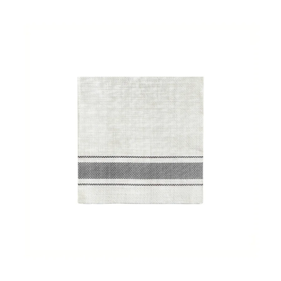 Bistro Stripe Cocktail Napkins 20Pk Grey