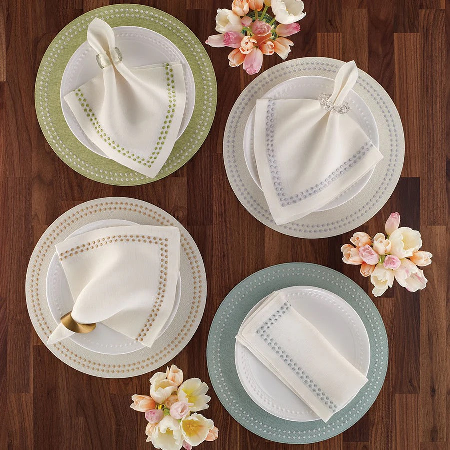 Pearl Easy Care Placemat - Set of 4 - White/Gold