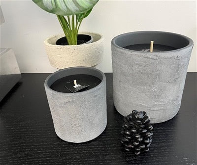 Cylindrical Flowerpot Grey Candle