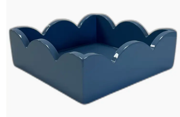 Lacquer Scalloped Napkin Holder/ Navy Blue