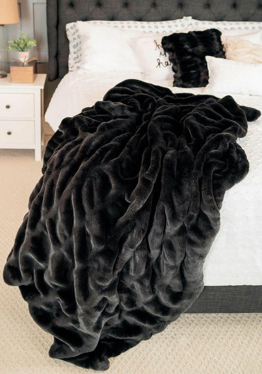 Couture Faux Fur Throw, Onyx 60" x 72"