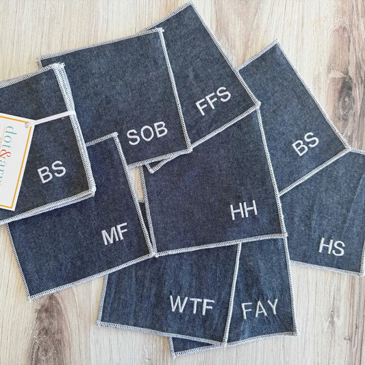 Chambray Sweary Cocktail Coasters S/8