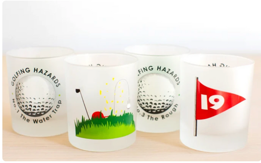 Vintage Golf Hazards Rocks glasses, set of 4