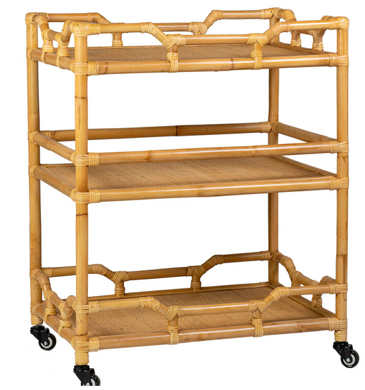 Napali Rattan Rolling Bar Cart - Natural