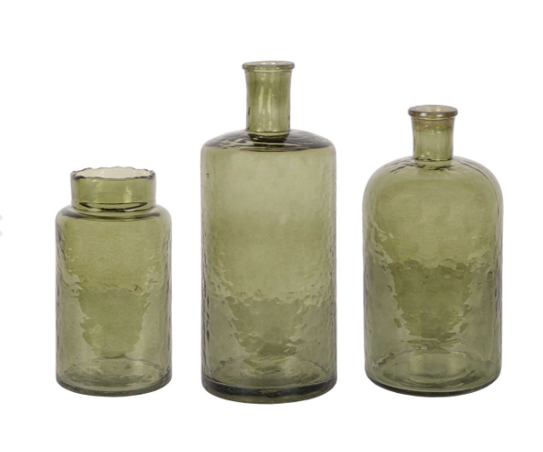 Sura Hammered Glass Vases, Set of 3