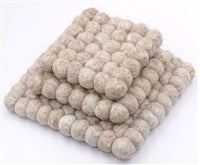 Plain Trivet Set of 3 Natural Beige Wool