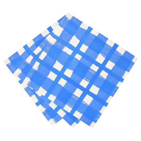 Bon Appetit Blue & White Check Recycled Paper Napkins