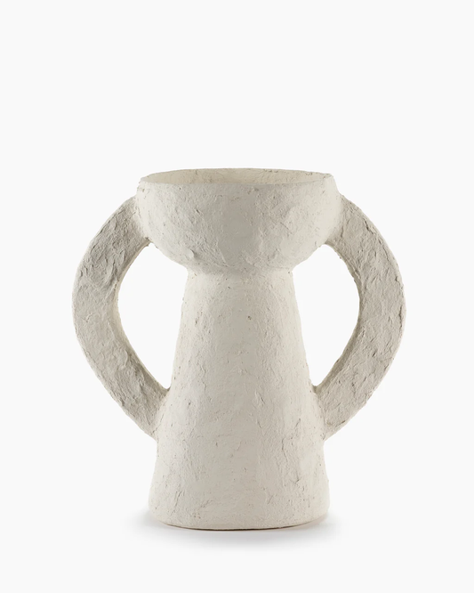 Vase L White Earth Handle