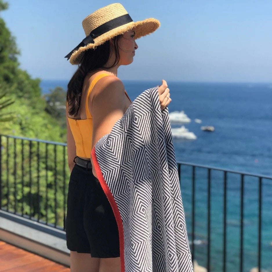 Navy & Orange Indoor/Outdoor Square Blanket