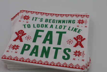 Funny Christmas Cocktail Napkins - Fat Pants