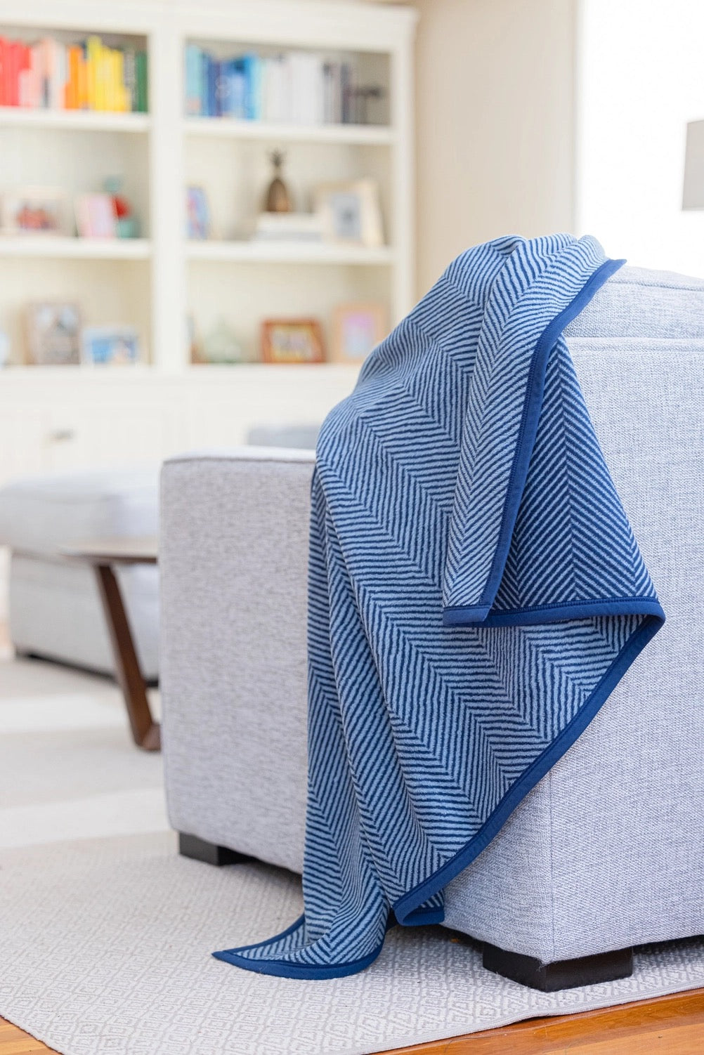 Harborview Midi Navy Herringbone Blanket, 40" x 60"