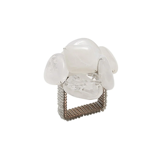 Sea Stone Napkin Ring in White, Set of 4