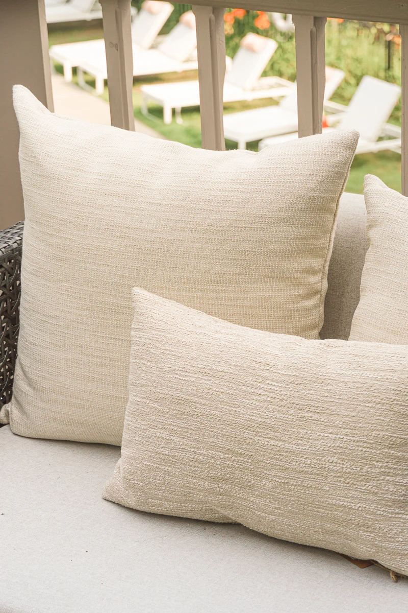 Seaside Smooth Beige Indoor/Outdoor Pillow, 20x20
