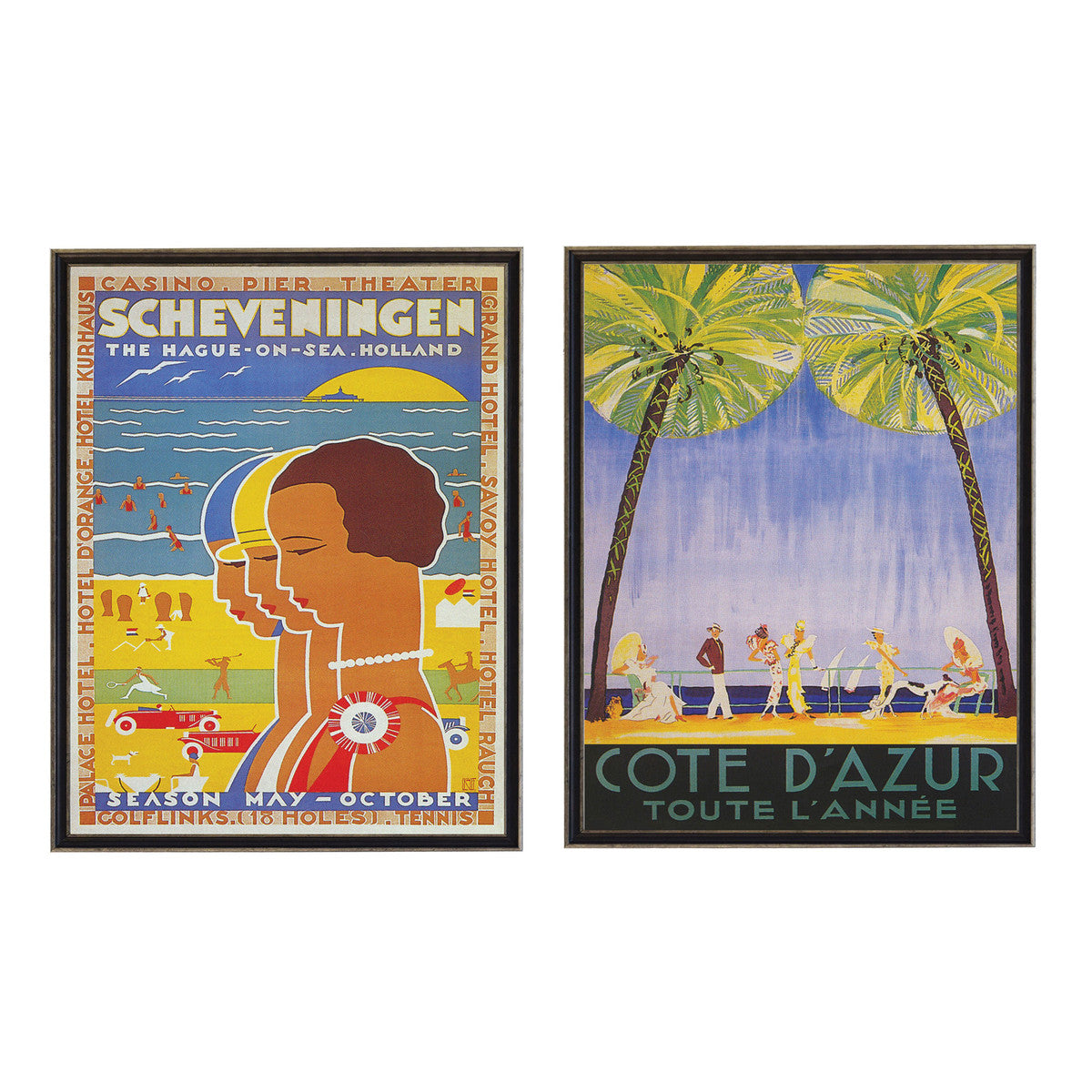 Vintage Travel Posters, Hague/Cote, Set of 2
