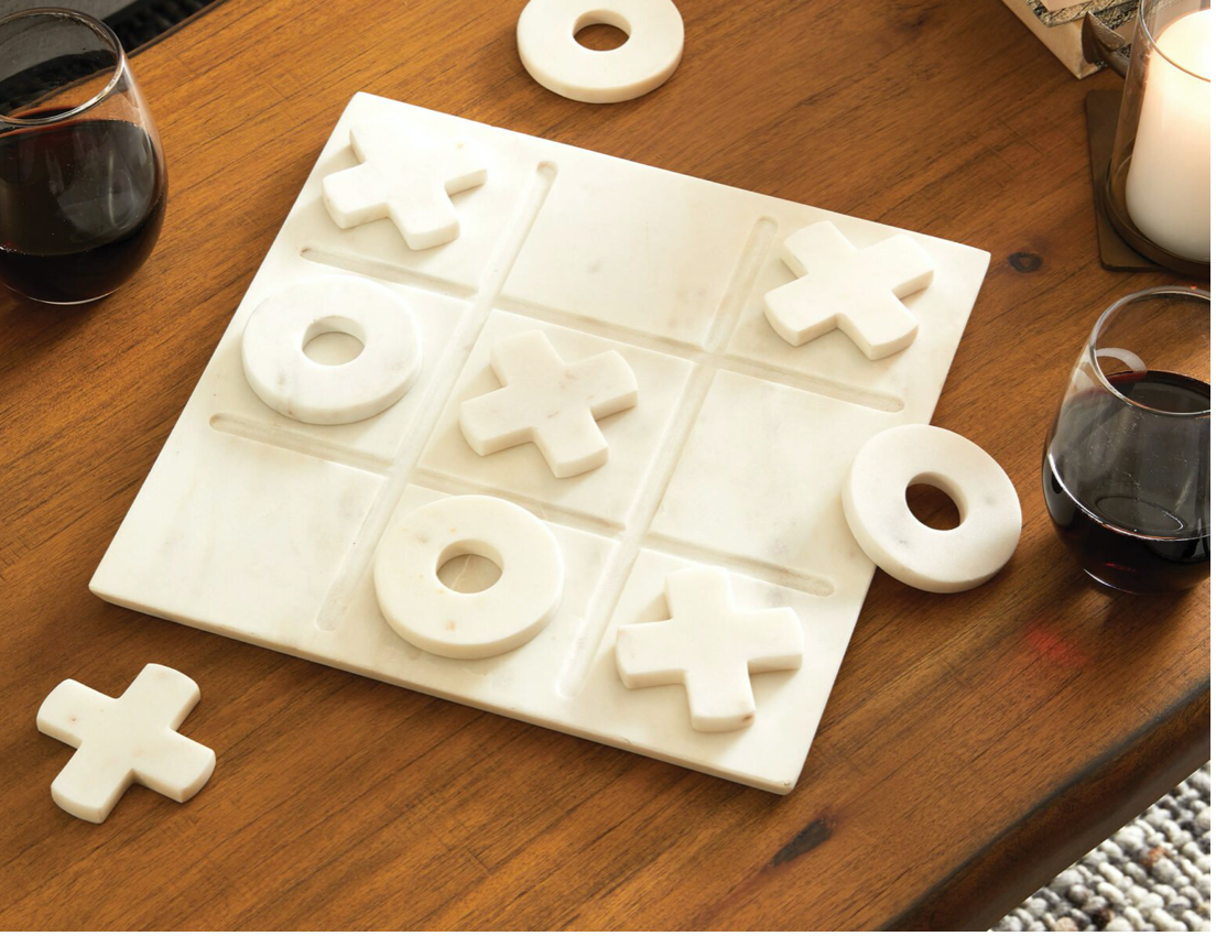 White Marble Tic Tac Toe