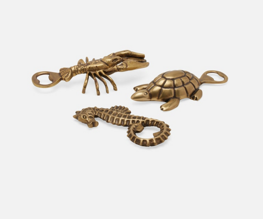 Gio Sealife Bottle Openers in Antique Brass